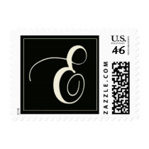 Elegant Black and White Monogram - E postage by aslentz Elegant Black and White Monogram - E postage