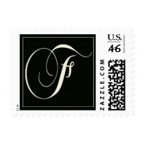 Elegant Black and White Monogram - F postage by aslentz Elegant Black and White Monogram - F postage