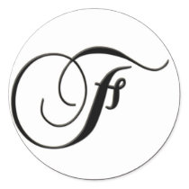 Elegant Black and White Monogram F stickers by aslentz Elegant Black and White Monogram F stickers