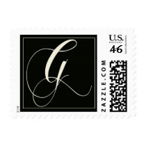 Elegant Black and White Monogram - G postage by aslentz Elegant Black and White Monogram - G postage