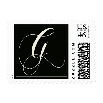 Elegant Black and White Monogram - G Postage Stamps