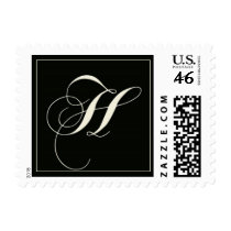 Elegant Black and White Monogram - H postage by aslentz Elegant Black and White Monogram - H postage