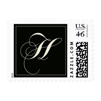 Elegant Black and White Monogram - H Stamp