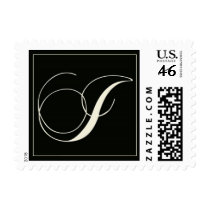 Elegant Black and White Monogram - I postage by aslentz Elegant Black and White Monogram - I postage