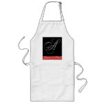 Elegant black and white monogram - initial A Apron