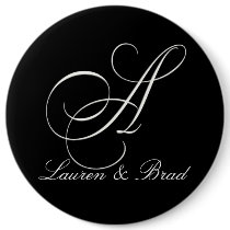 Elegant black and white monogram - initial A buttons