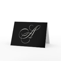 Elegant black and white monogram - initial A cards by aslentz Elegant black and white monogram - initial A cards