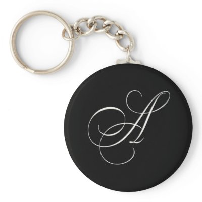 Elegant black and white monogram - initial A Key Chain