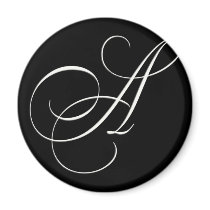 Elegant black and white monogram - initial A magnets