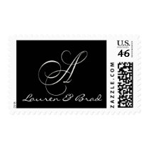 Elegant black and white monogram - initial A postage by aslentz Elegant black and white monogram - initial A postage