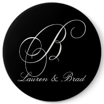 Elegant black and white monogram - initial b buttons