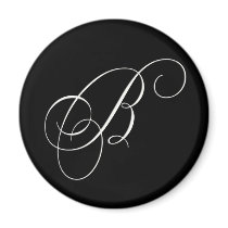 Elegant black and white monogram - initial B magnets by aslentz Elegant black and white monogram - initial B magnets