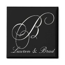 Elegant black and white monogram - initial B magnets