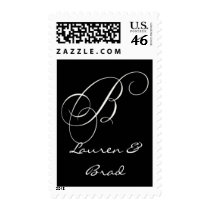 Elegant black and white monogram - initial B postage by aslentz Elegant black and white monogram - initial B postage