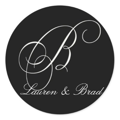 Elegant black and white monogram - initial B Round Stickers