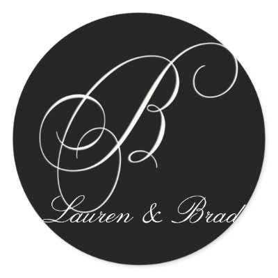 Elegant black and white monogram - initial B Round Stickers