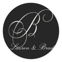 Elegant black and white monogram - initial B stickers