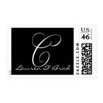 Elegant black and white monogram - initial C postage by aslentz Elegant black and white monogram - initial C postage