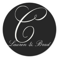 Elegant black and white monogram - initial c stickers by aslentz Elegant black and white monogram - initial c stickers