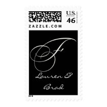 Elegant black and white monogram - initial F postage by aslentz Elegant black and white monogram - initial F postage
