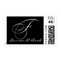 Elegant black and white monogram - initial F postage by aslentz Elegant black and white monogram - initial F postage