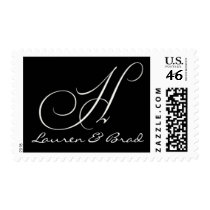 Elegant black and white monogram - initial H postage by aslentz Elegant black and white monogram - initial H postage