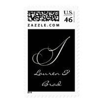 Elegant black and white monogram - initial i postage by aslentz Elegant black and white monogram - initial i postage