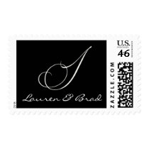 Elegant black and white monogram - initial I postage by aslentz Elegant black and white monogram - initial I postage