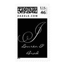 Elegant black and white monogram - initial j postage by aslentz Elegant black and white monogram - initial j postage