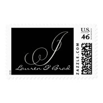 Elegant black and white monogram - initial j postage by aslentz Elegant black and white monogram - initial j postage