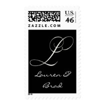 Elegant black and white monogram - initial L postage