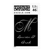 Elegant black and white monogram - initial m postage by aslentz Elegant black and white monogram - initial m postage