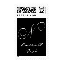 Elegant black and white monogram - initial N stamps