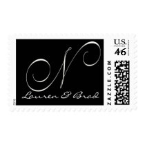 Elegant black and white monogram - initial N stamps