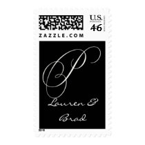 Elegant black and white monogram - initial P postage by aslentz Elegant black and white monogram - initial P postage