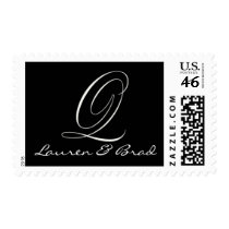 Elegant black and white monogram - initial Q stamps