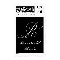 Elegant black and white monogram - initial R postage by aslentz Elegant black and white monogram - initial R postage