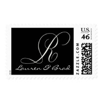 Elegant black and white monogram - initial R postage by aslentz Elegant black and white monogram - initial R postage