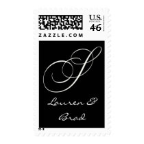 Elegant black and white monogram - initial S postage by aslentz Elegant black and white monogram - initial S postage