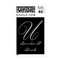 Elegant black and white monogram - initial U postage by aslentz Elegant black and white monogram - initial U postage