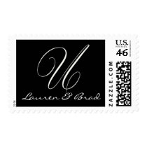 Elegant black and white monogram - initial U stamps