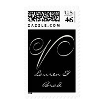 Elegant black and white monogram - initial V postage by aslentz Elegant black and white monogram - initial V postage