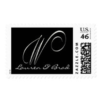 Elegant black and white monogram - initial W postage by aslentz Elegant black and white monogram - initial W postage