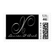 Elegant black and white monogram - initial X postage
