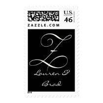 Elegant black and white monogram - initial Z postage