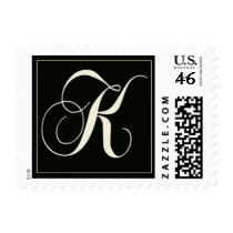 Elegant Black and White Monogram - K postage