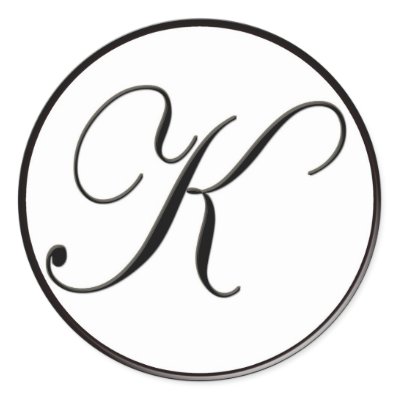 Elegant Black and White Monogram K Round Sticker