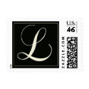 Elegant Black and White Monogram - L postage by aslentz Elegant Black and White Monogram - L postage