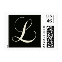Elegant Black and White Monogram - L Postage Stamps