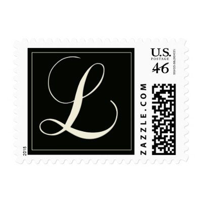 Elegant Black and White Monogram - L Postage Stamps